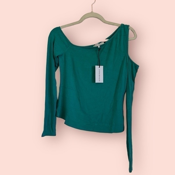 NWT WeWoreWhat cold shoulder long sleeve top in teal green cropped women’s XL - Picture 1 of 9